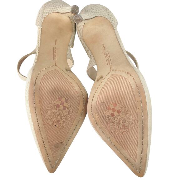 Vince Camuto Carlotte Pointed Toe Leather D'Orsay Pump High Heel Beige Cream 9.5 - Picture 6 of 8